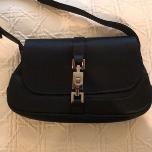 Gucci black silk evening bag.
